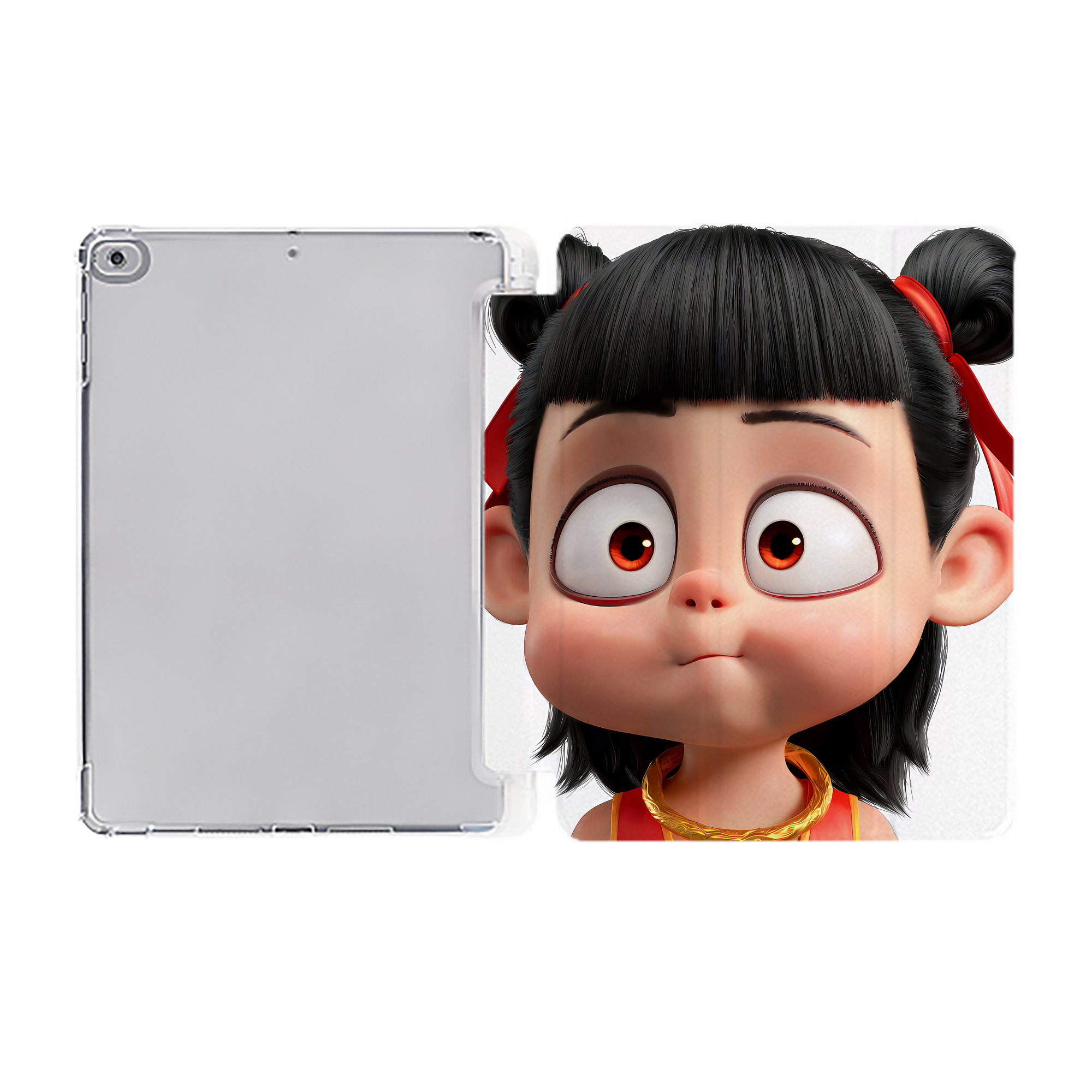 （画像用） Ne Zha 2 ナタ 魔童の大暴れ IPad ケース ペン収納付き 三つ折りスタンド PUレザー×シリコン 対応機種9.5/10.5/10.9インチ